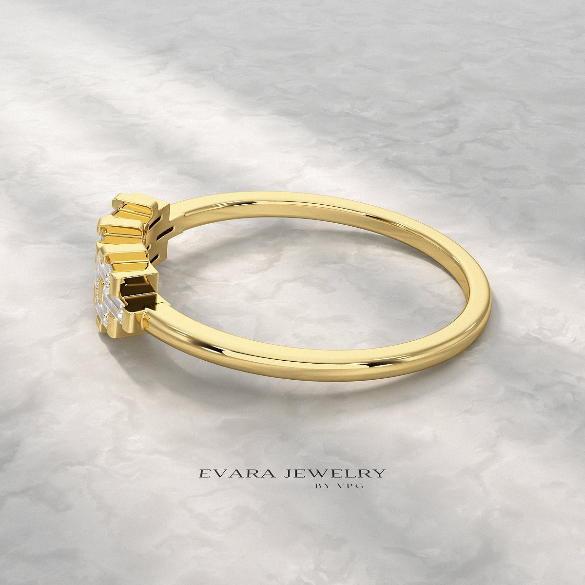 Checkboard Diamond Baguette Ring - Evara Jewelry LLC