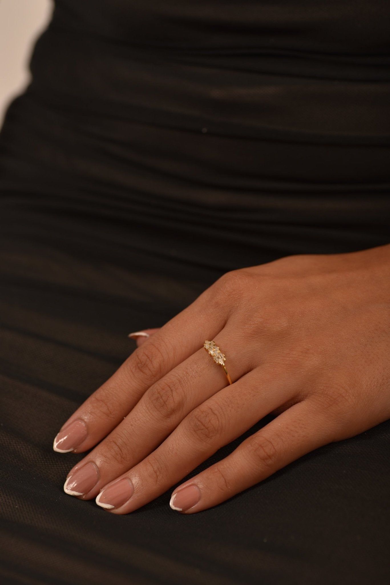 Checkboard Diamond Baguette Ring - Evara Jewelry LLC