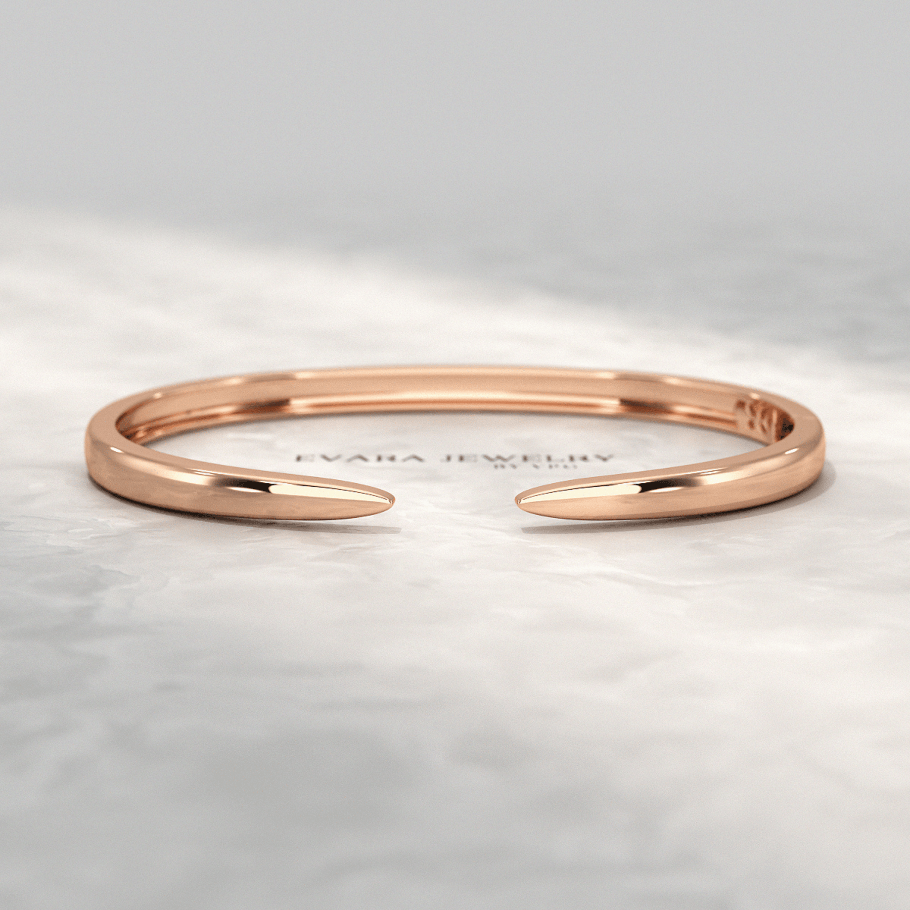 Chevron Front Open Plain Cuff Bangle in Solid Gold - Evara Jewelry LLC