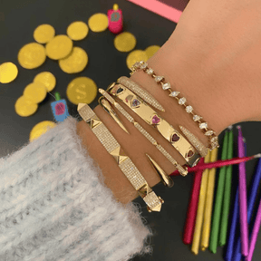 Chevron Front Open Plain Cuff Bangle in Solid Gold - Evara Jewelry LLC