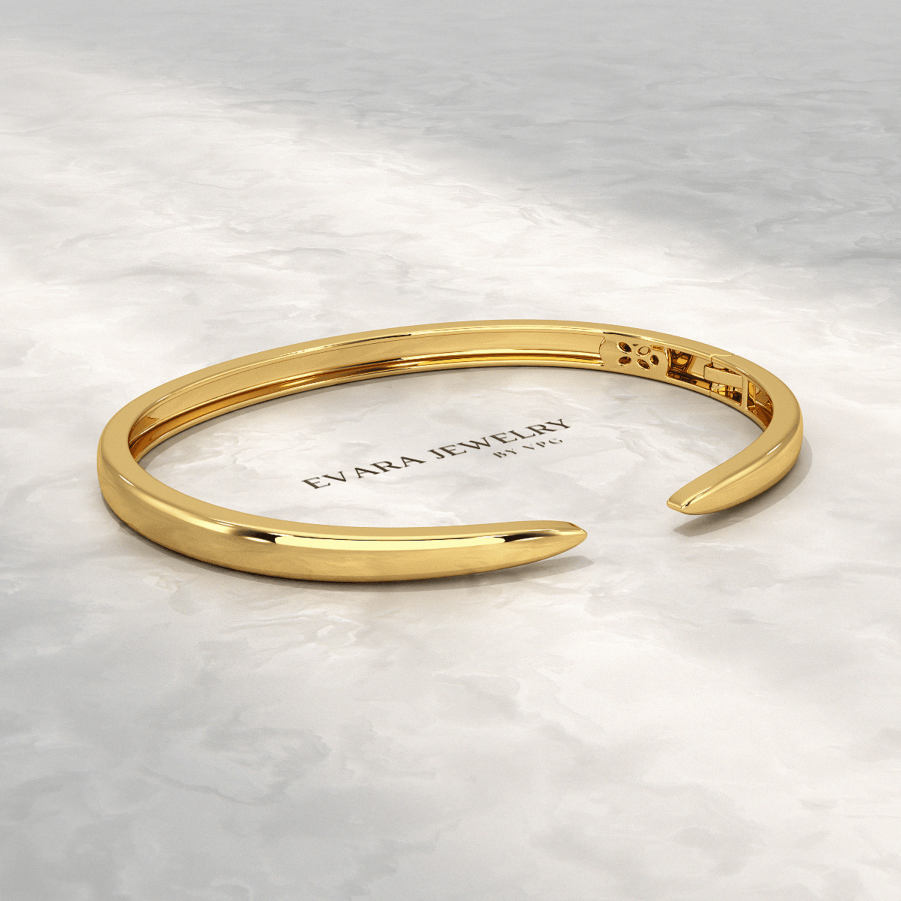 Chevron Front Open Plain Cuff Bangle in Solid Gold - Evara Jewelry LLC