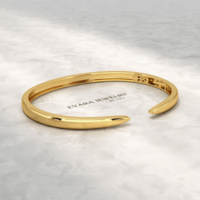 Chevron Front Open Plain Cuff Bangle in Solid Gold - Evara Jewelry LLC