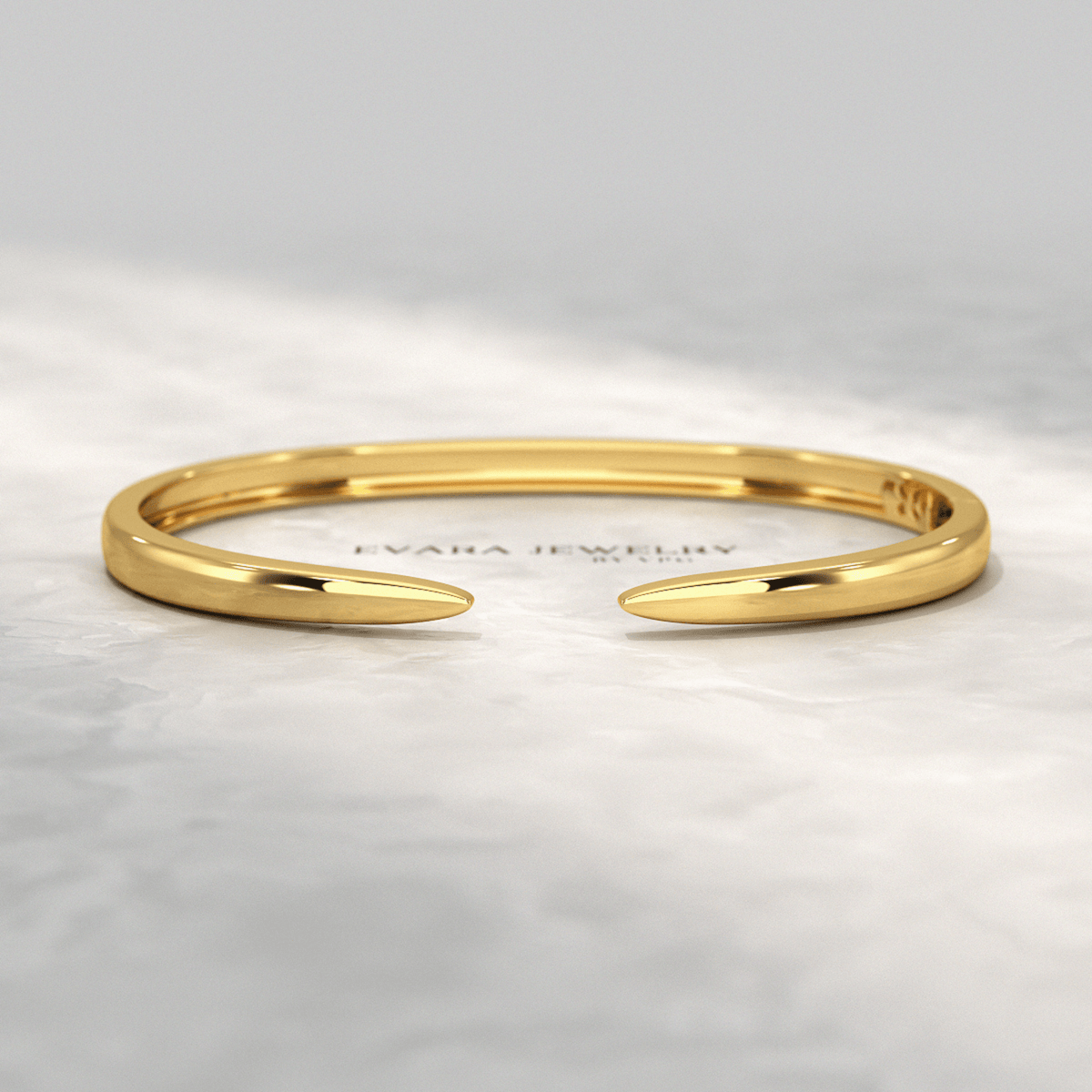 Chevron Front Open Plain Cuff Bangle in Solid Gold - Evara Jewelry LLC