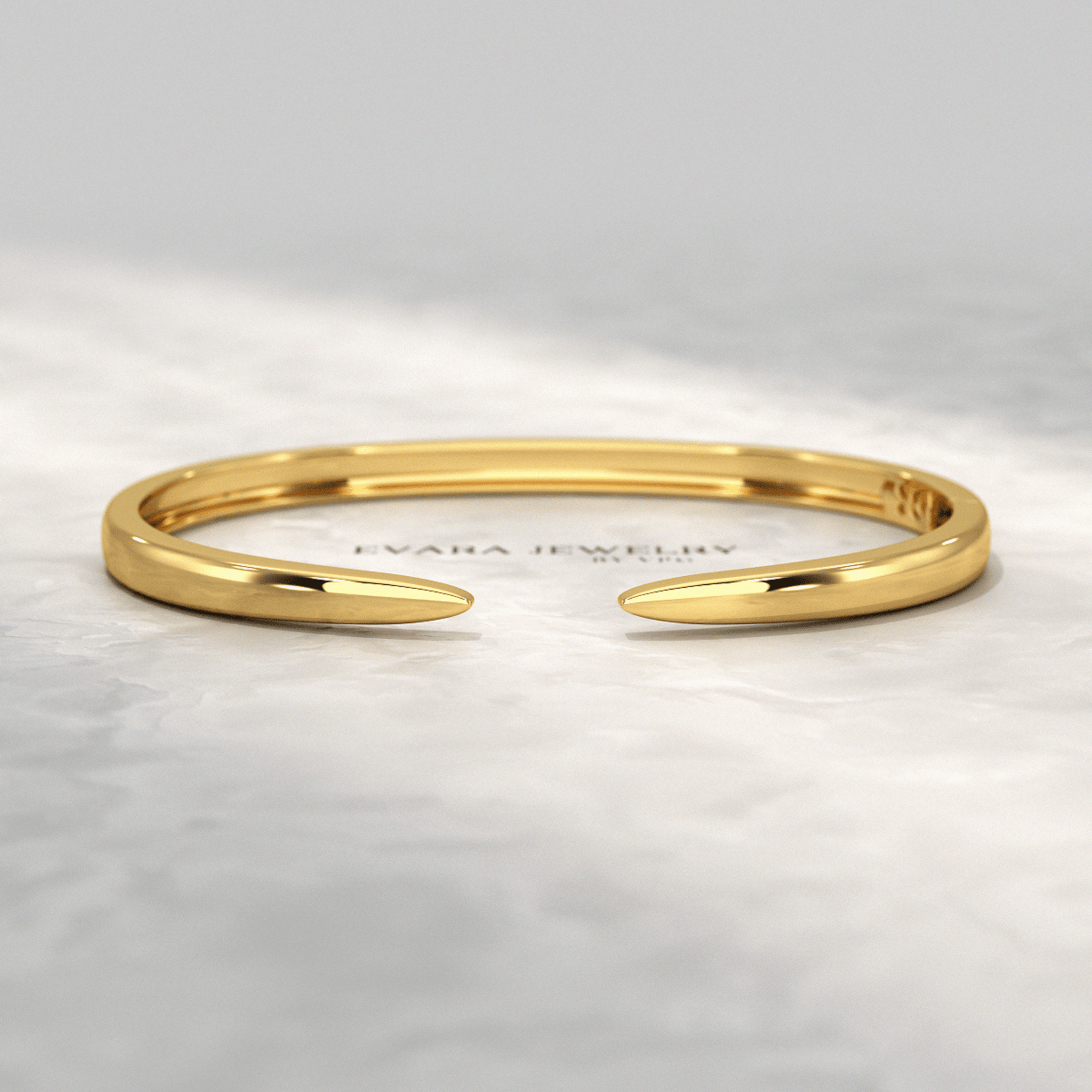 Chevron Front Open Plain Cuff Bangle in Solid Gold - Evara Jewelry LLC