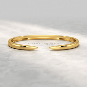 Chevron Front Open Plain Cuff Bangle in Solid Gold - Evara Jewelry LLC