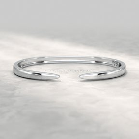 Chevron Front Open Plain Cuff Bangle in Solid Gold - Evara Jewelry LLC