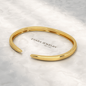 Chevron Front Open Plain Cuff Bangle in Solid Gold - Evara Jewelry LLC