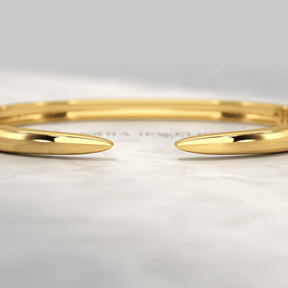 Chevron Front Open Plain Cuff Bangle in Solid Gold - Evara Jewelry LLC