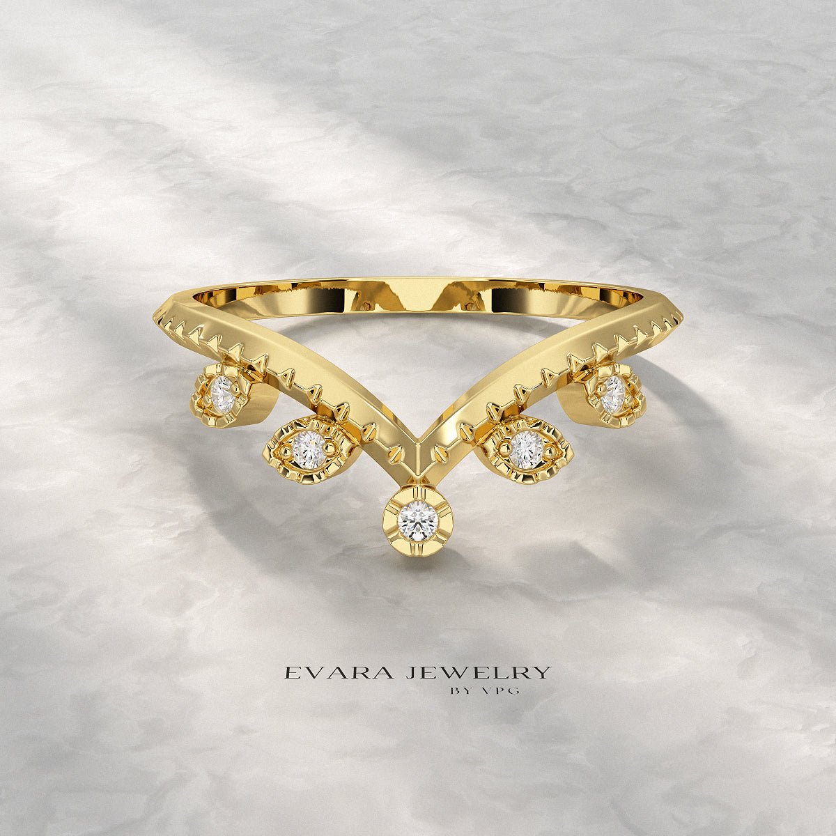 Chevron Nature Insipred Twig Stacking Ring - Evara Jewelry LLC