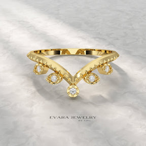 Chevron Nature Insipred Twig Stacking Ring - Evara Jewelry LLC