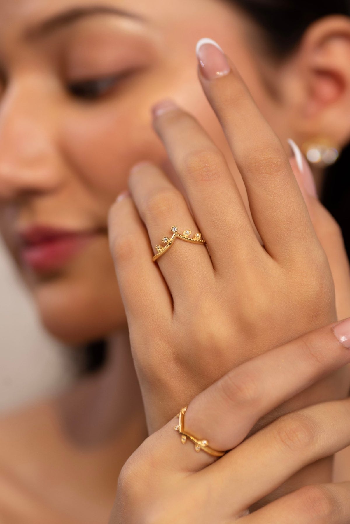 Chevron Nature Insipred Twig Stacking Ring - Evara Jewelry LLC