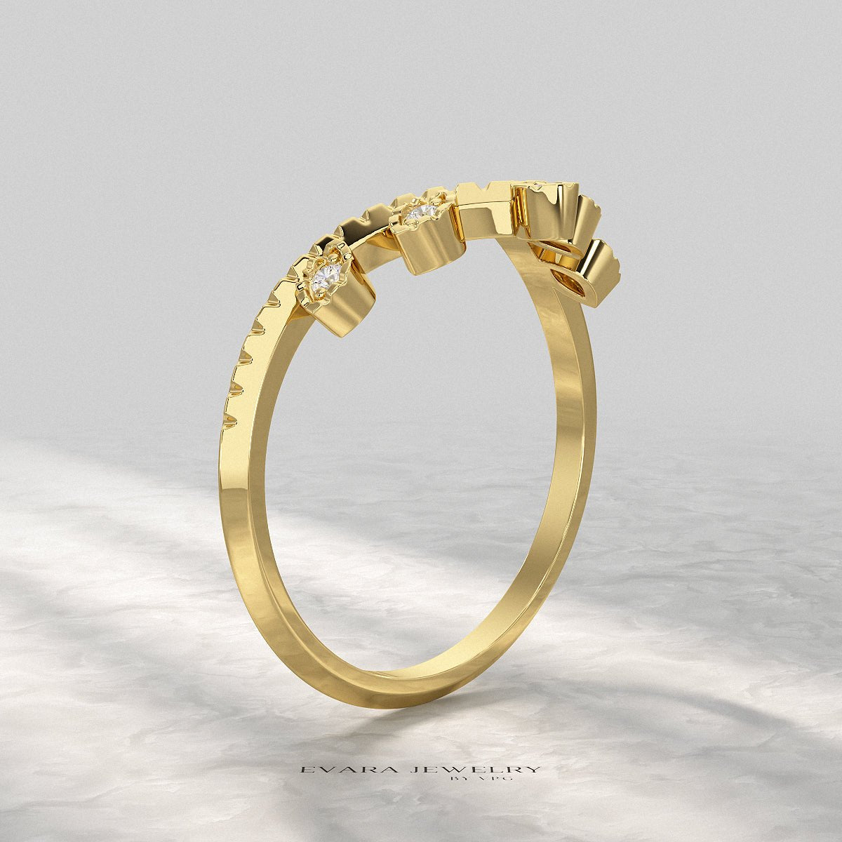 Chevron Nature Insipred Twig Stacking Ring - Evara Jewelry LLC