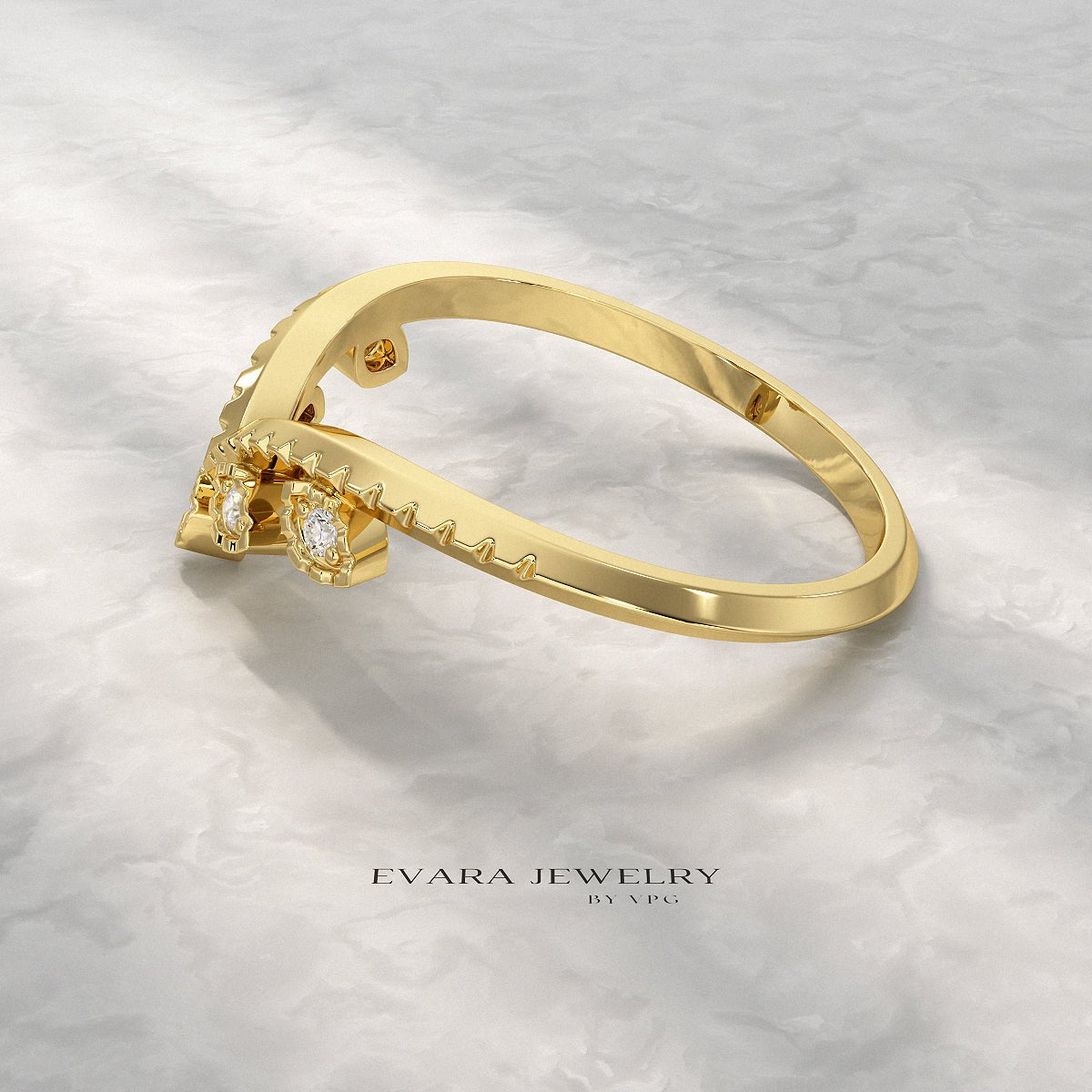 Chevron Nature Insipred Twig Stacking Ring - Evara Jewelry LLC