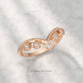 Chevron Nature Insipred Twig Stacking Ring - Evara Jewelry LLC