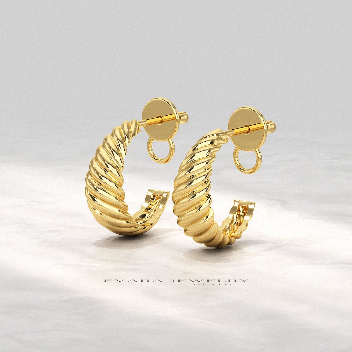Chunky Twisted Gold Hoop Earrings for Women - Evara Jewelry LLC