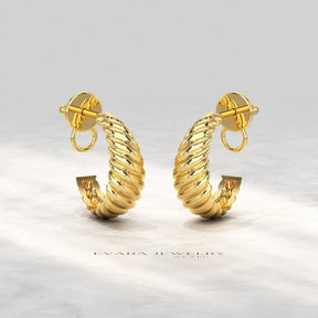 Chunky Twisted Gold Hoop Earrings for Women - Evara Jewelry LLC