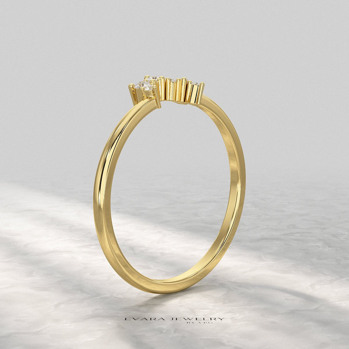 Classic Curved Diamond Contour Band - Evara Jewelry LLC