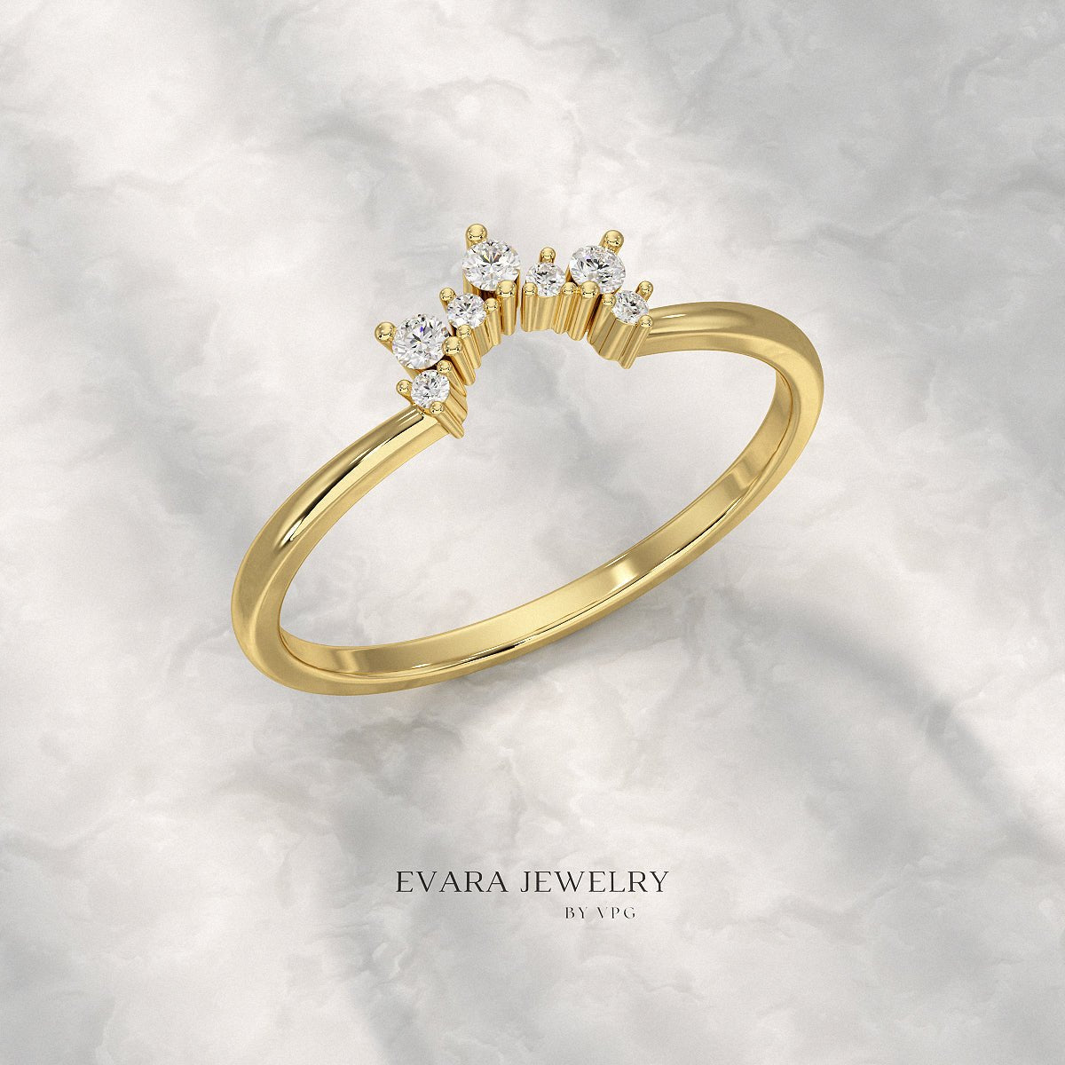 Classic Curved Diamond Contour Band - Evara Jewelry LLC