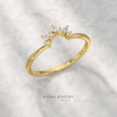 Classic Curved Diamond Contour Band - Evara Jewelry LLC