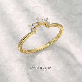 Classic Curved Diamond Contour Band - Evara Jewelry LLC
