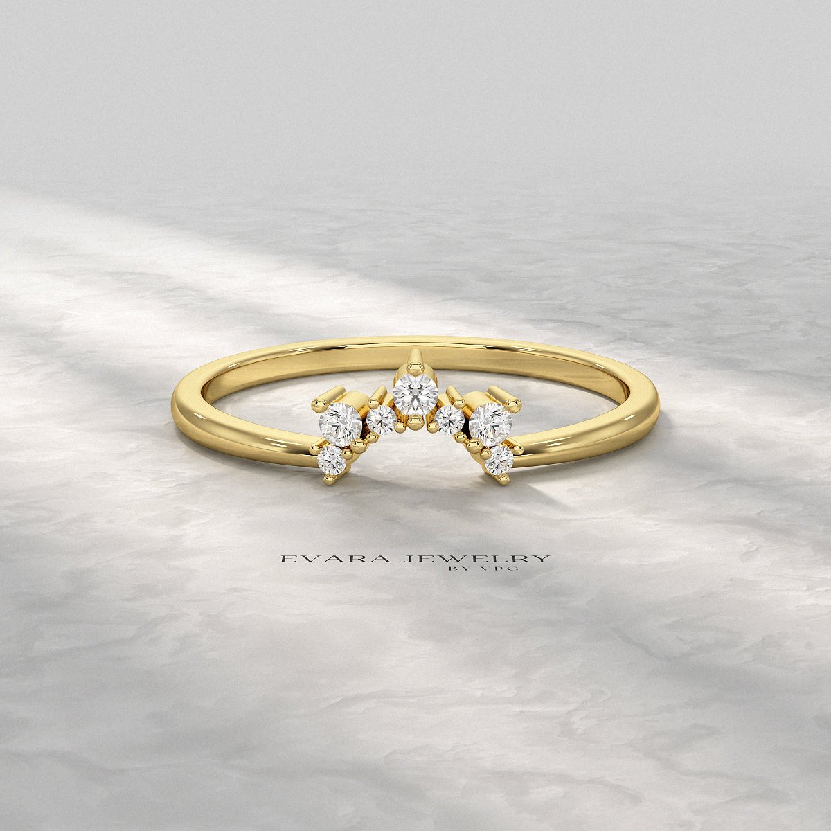 Classic Curved Diamond Contour Band - Evara Jewelry LLC