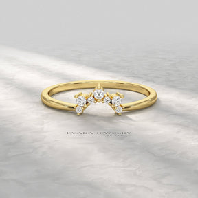 Classic Curved Diamond Contour Band - Evara Jewelry LLC