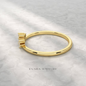 Classic Curved Diamond Contour Band - Evara Jewelry LLC