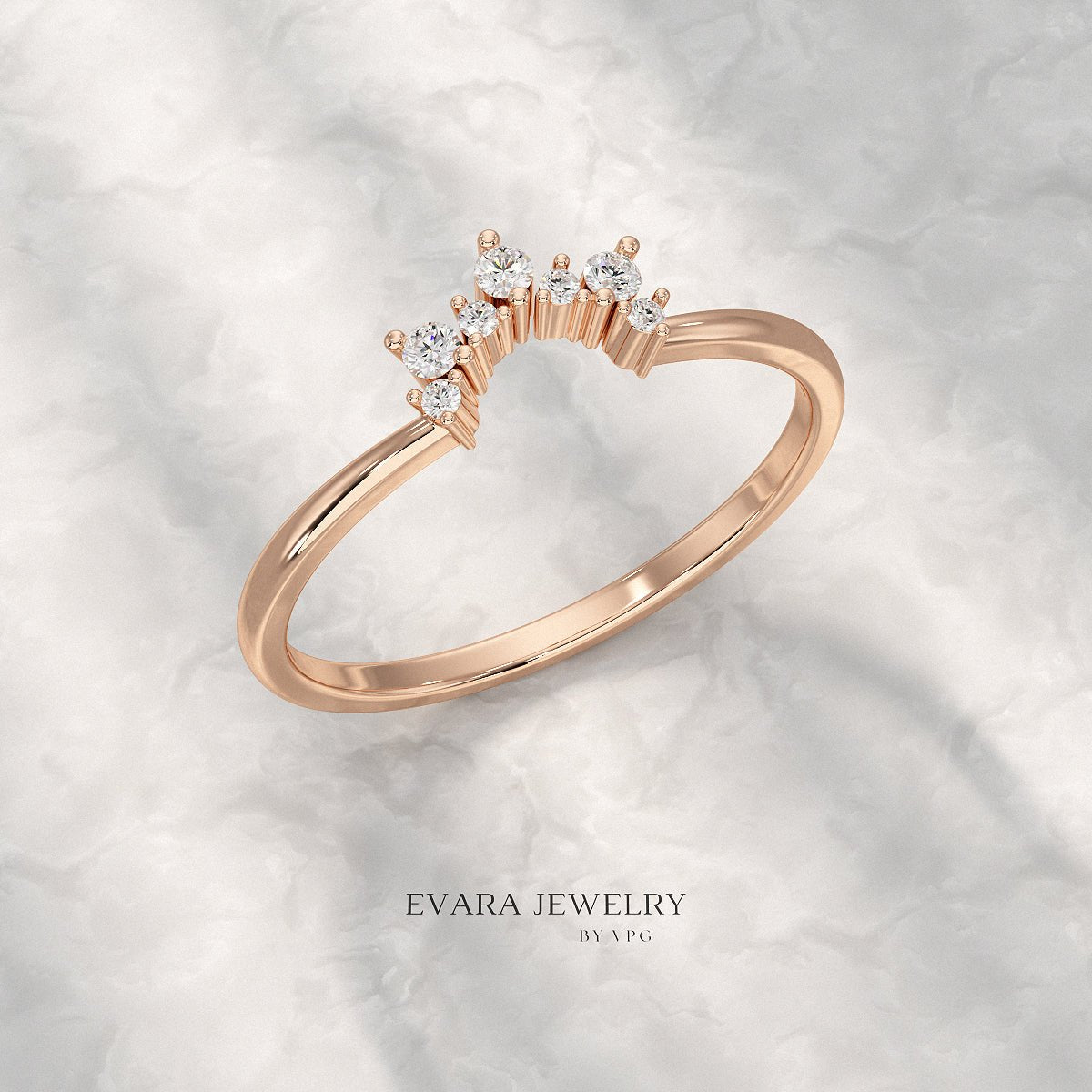 Classic Curved Diamond Contour Band - Evara Jewelry LLC