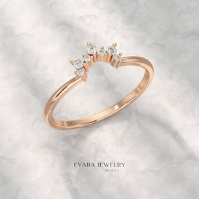 Classic Curved Diamond Contour Band - Evara Jewelry LLC