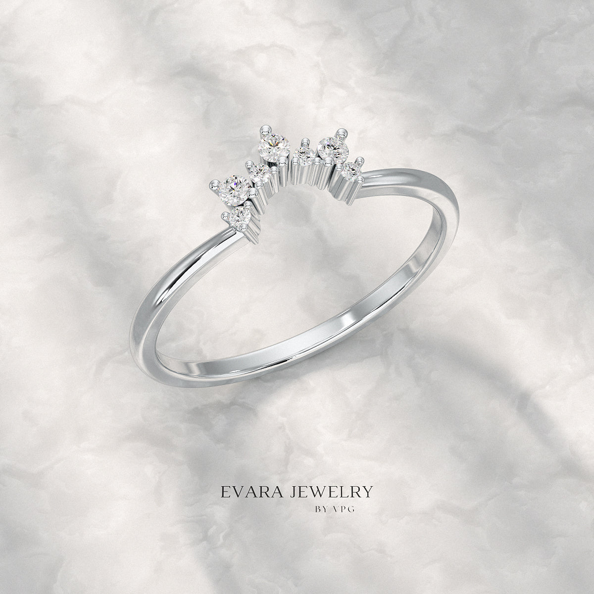 Classic Curved Diamond Contour Band - Evara Jewelry LLC