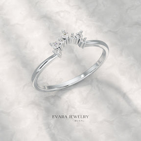 Classic Curved Diamond Contour Band - Evara Jewelry LLC