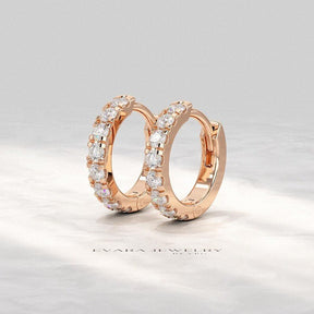 Classic Lab Grown Diamond Pave Everyday Hoop Earrings: Dainty Hoops, Minimal Wedding Gift - Evara Jewelry LLC