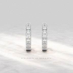 Classic Lab Grown Diamond Pave Everyday Hoop Earrings: Dainty Hoops, Minimal Wedding Gift - Evara Jewelry LLC