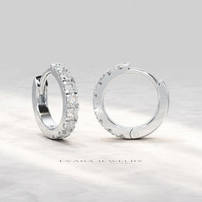 Classic Lab Grown Diamond Pave Everyday Hoop Earrings: Dainty Hoops, Minimal Wedding Gift - Evara Jewelry LLC