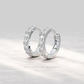 Classic Lab Grown Diamond Pave Everyday Hoop Earrings: Dainty Hoops, Minimal Wedding Gift - Evara Jewelry LLC