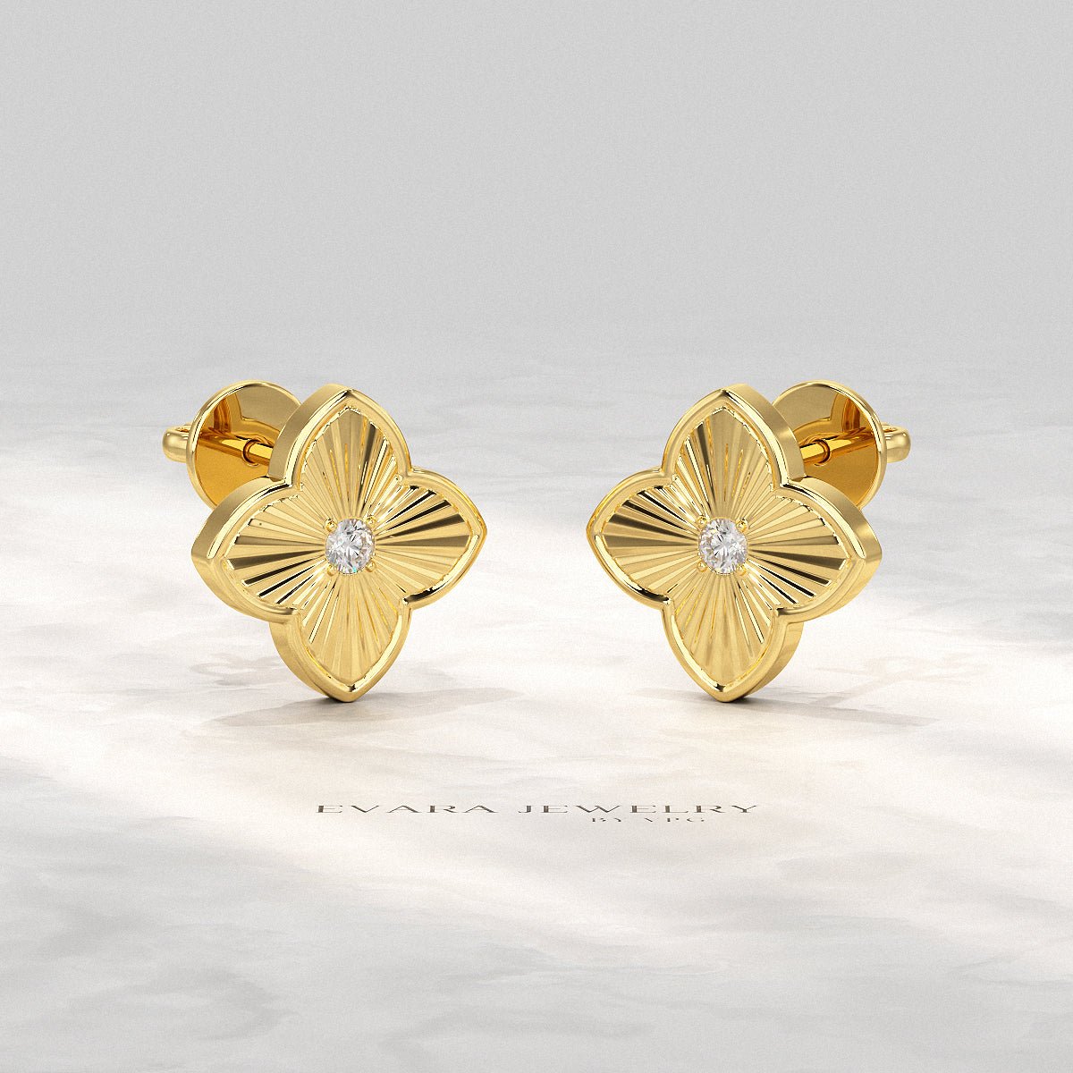 Clover Floral Diamond Earrings for Her - Evara Jewelry LLC