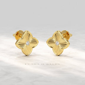 Clover Floral Diamond Earrings for Her - Evara Jewelry LLC
