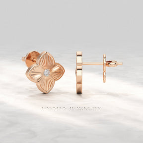 Clover Floral Diamond Earrings for Her - Evara Jewelry LLC