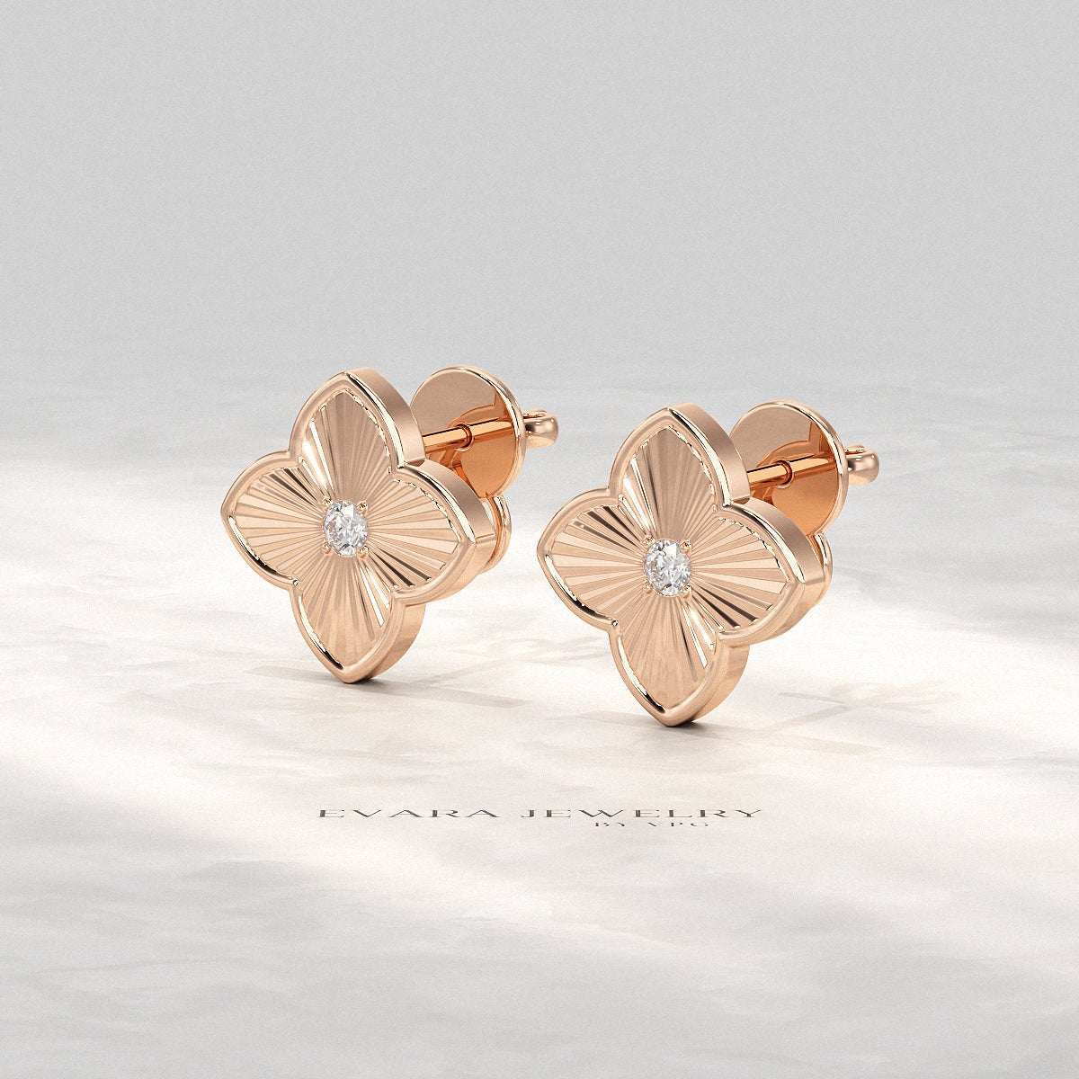 Clover Floral Diamond Earrings for Her - Evara Jewelry LLC