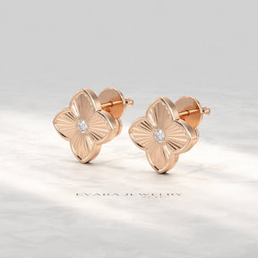 Clover Floral Diamond Earrings for Her - Evara Jewelry LLC