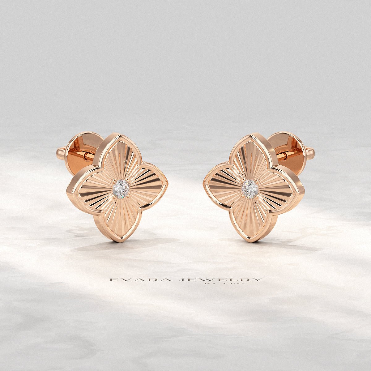 Clover Floral Diamond Earrings for Her - Evara Jewelry LLC