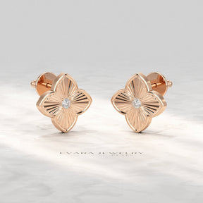 Clover Floral Diamond Earrings for Her - Evara Jewelry LLC