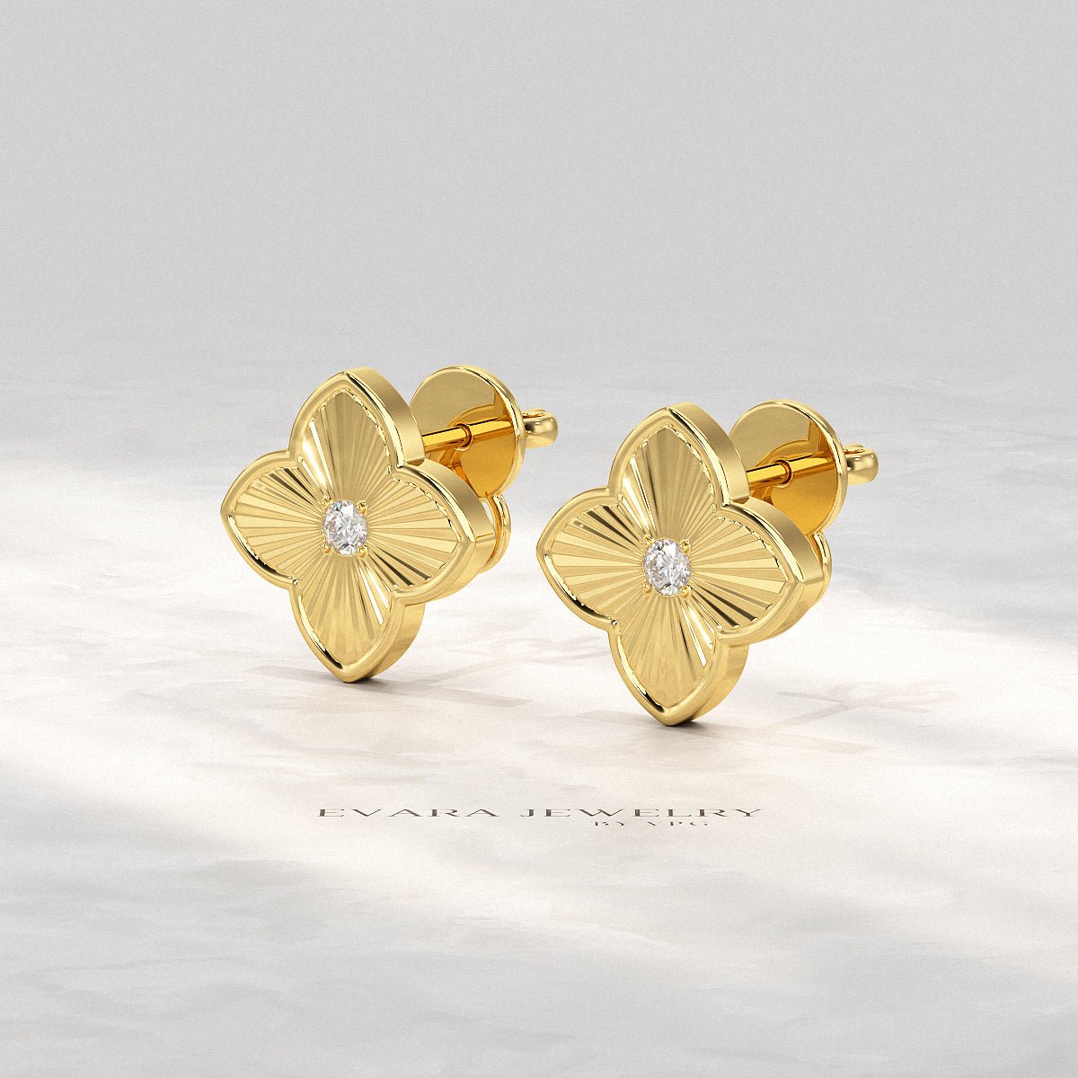 Clover Floral Diamond Earrings for Her - Evara Jewelry LLC