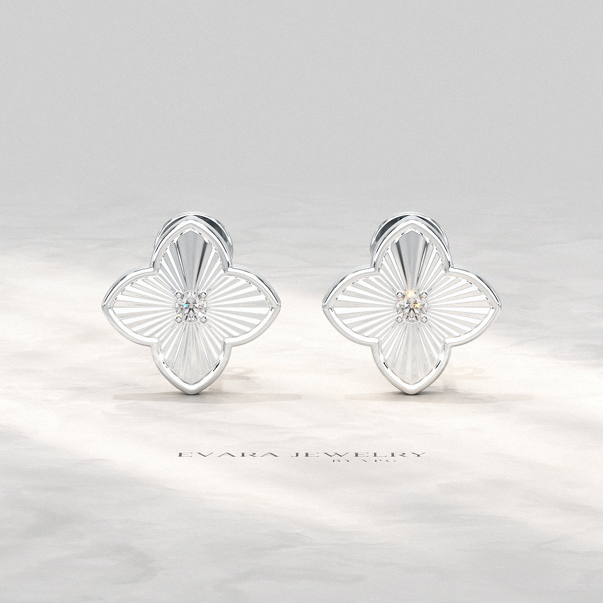 Clover Floral Diamond Earrings for Her - Evara Jewelry LLC