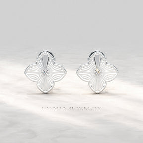Clover Floral Diamond Earrings for Her - Evara Jewelry LLC