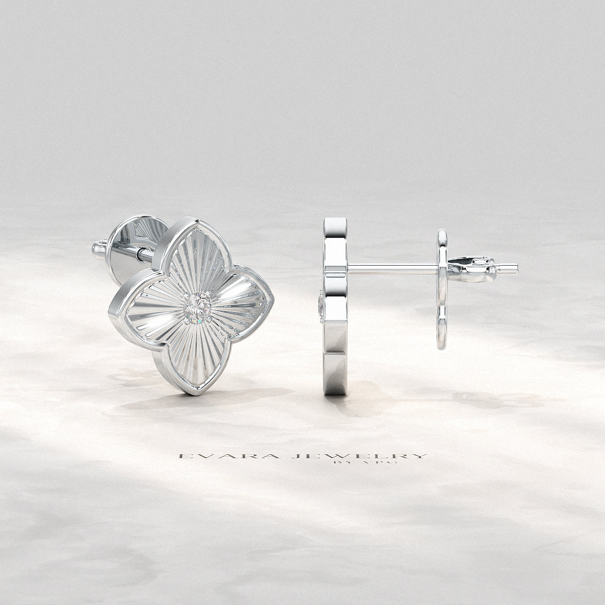 Clover Floral Diamond Earrings for Her - Evara Jewelry LLC