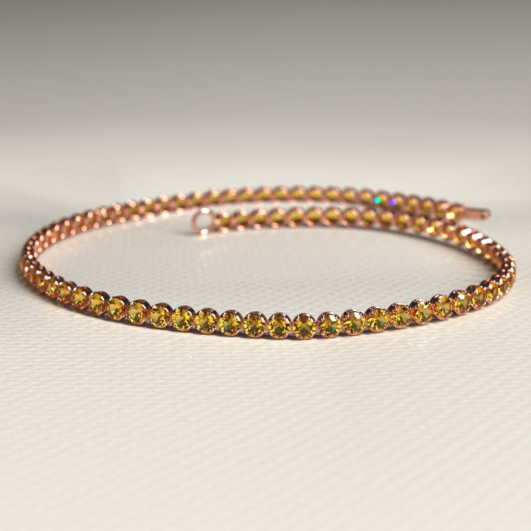 Personalized Citrine Tennis Bracelet in 14K/18K Yellow Gold / November Birthstone Bracelet