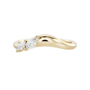 Curved Marquise Band With Lab Grown Diamonds in Solid 14K/18K Gold - Evara Jewelry LLC