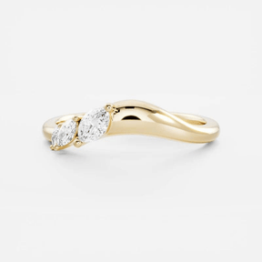 Curved Marquise Band With Lab Grown Diamonds in Solid 14K/18K Gold - Evara Jewelry LLC