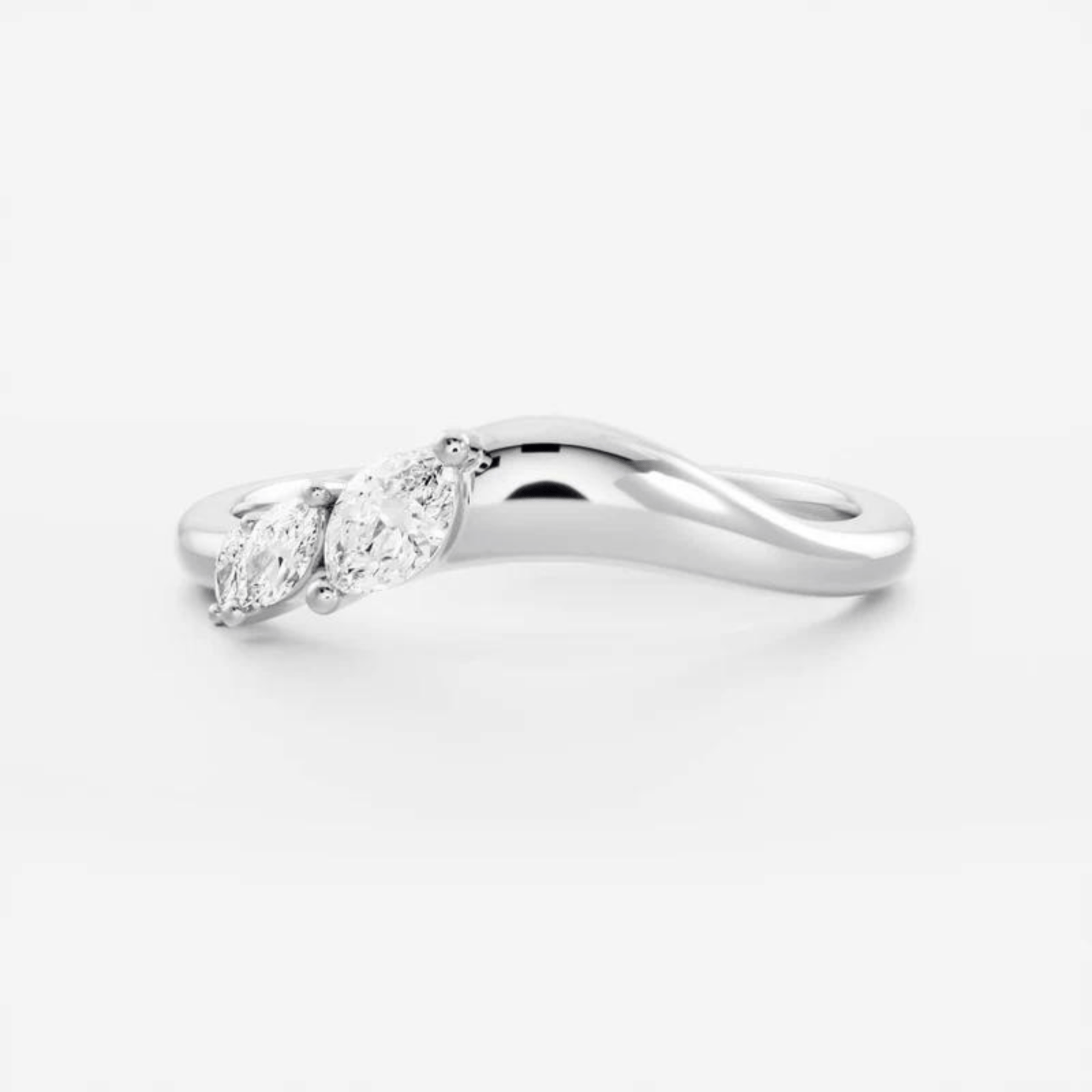 Curved Marquise Band With Lab Grown Diamonds in Solid 14K/18K Gold - Evara Jewelry LLC